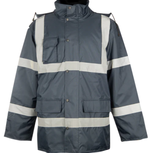 Navy Parka Jacket With Reflective Tape